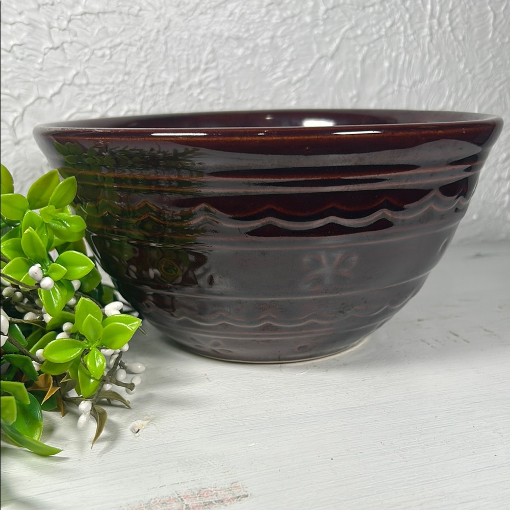 Marcrest Daisy Dot VTG Brown Bowl Serving Mixing Farmhouse Kitchen Decor - Picture 2 of 10